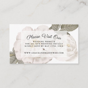 Vintage White Rose Wedding Website RSVP & Details Enclosure Card