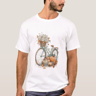 Vintage white roses and Halloween pumpkin T-Shirt