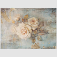 Vintage white roses gold script baroque ornament