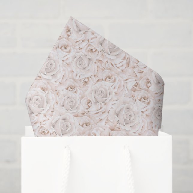 Vintage White Roses Tissue Paper (Gift Bag)