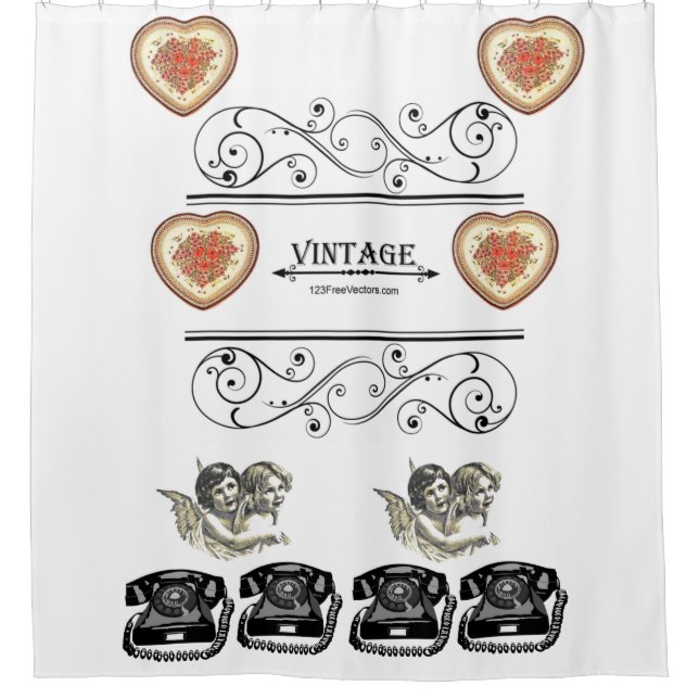 Vintage white shower curtain (Front)