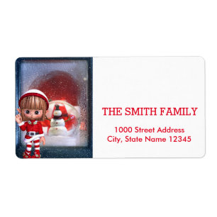 Vintage White Snow Glitter Christmas Holiday Label