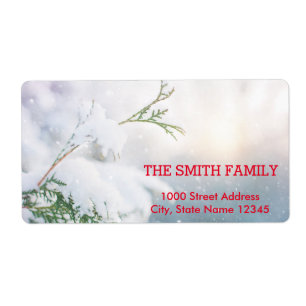 Vintage White Snow Glitter Christmas Holiday Label