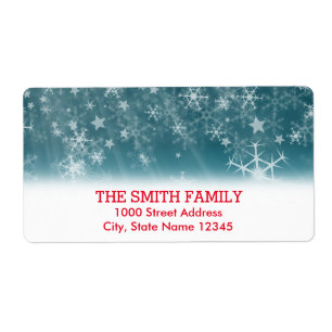 Vintage White Snow Glitter Christmas Holiday Label