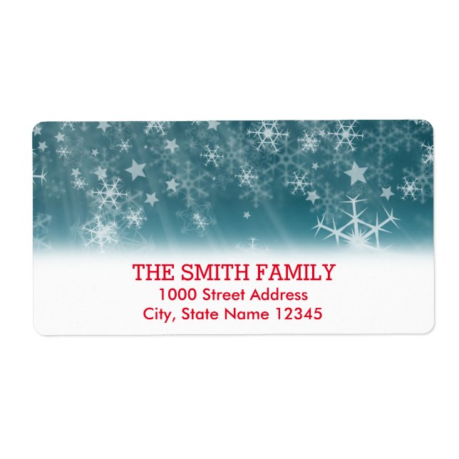 Vintage White Snow Glitter Christmas Holiday Label (Front)