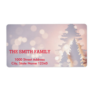 Vintage White Snow Glitter Christmas Holiday Label