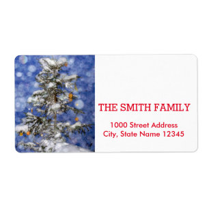 Vintage White Snow Glitter Christmas Holiday Label