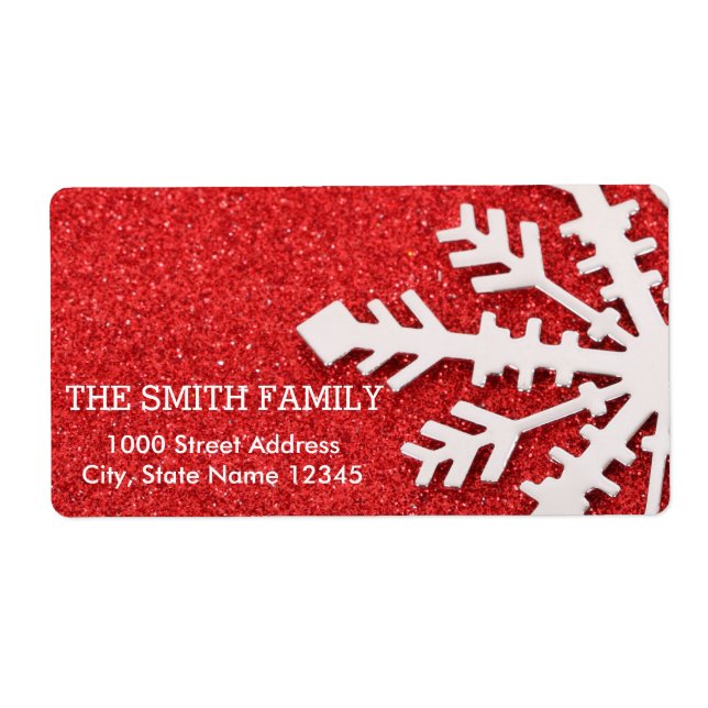 Vintage White Snow Red Glitter Christmas Holiday (Front)