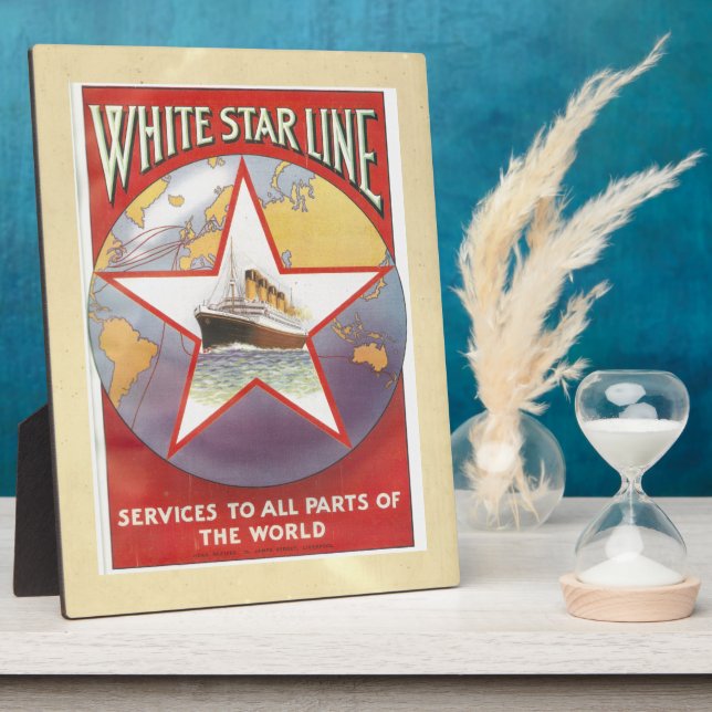 Vintage White Star Cruise Ships Advertisement Plaque (Side)
