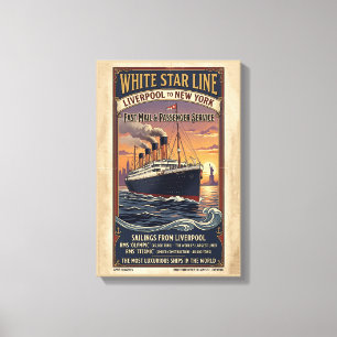 Vintage White Star Line Olympic & Titanic Poster Canvas Print