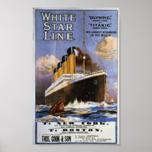 Vintage White Star Line Travel Poster