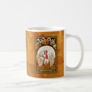 Vintage White Thanksgiving Turkey Coffee Mug