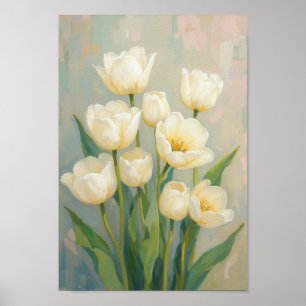 Vintage White Tulip Summer Wall Art