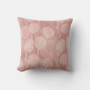 Vintage White Tulips Pink Background Cushion