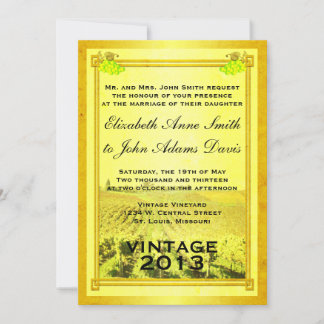 Vintage White Wine Vineyard Wedding Invitation