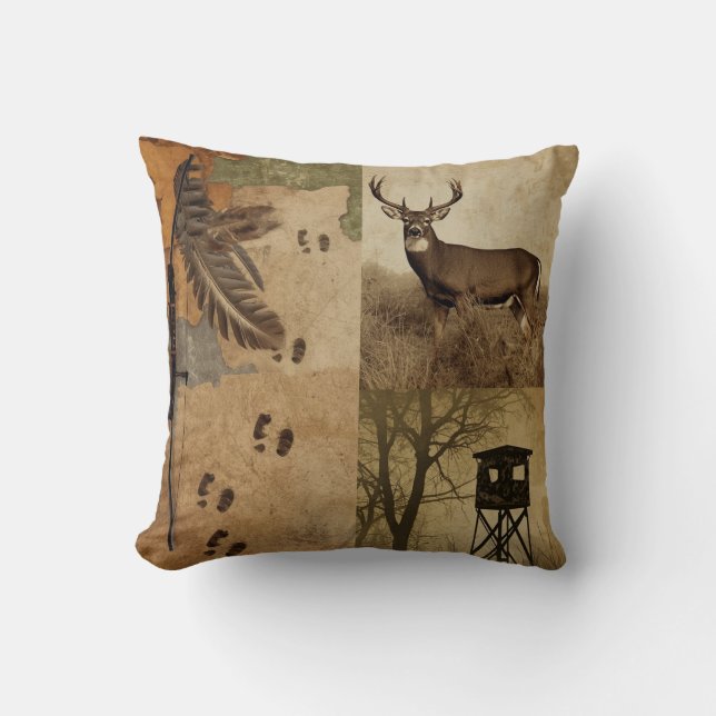 Vintage Whitetail Deer Bow Hunting Cushion (Front)