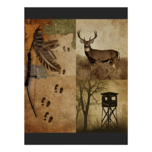 Vintage Whitetail Deer Bow Hunting Poster