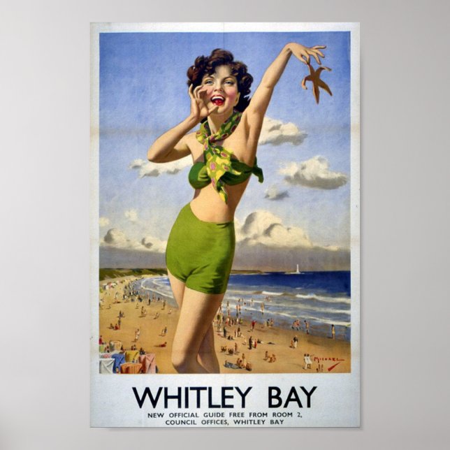 Vintage Whitley Bay, England Poster (Front)