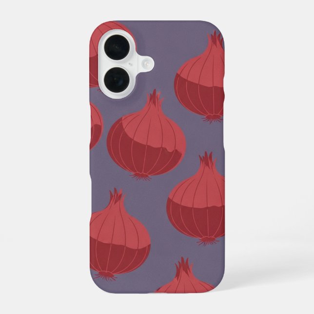 Vintage Whole Red Onion Pattern iPhone 16 Case (Back)