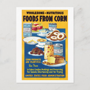 Vintage Wholesome Nutritious Foods from Corn Poste Postcard
