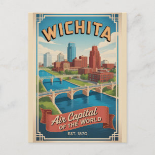 Vintage Wichita Kansas Retro Travel Holiday Postcard