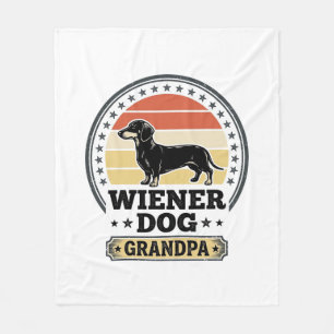 Vintage Wiener Dog Grandpa Dachshund Shirt Design_ Fleece Blanket