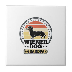 Vintage Wiener Dog Grandpa Dachshund Shirt Design_ Tile