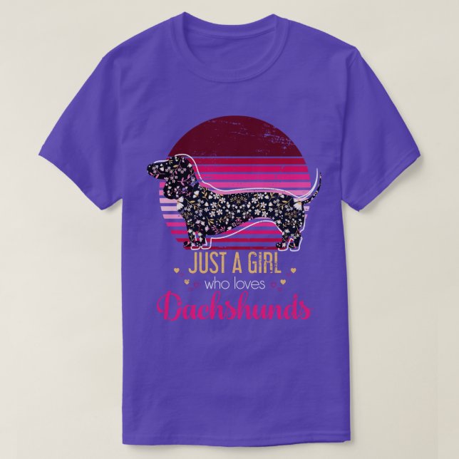 Vintage Wiener Dog Lover Girl Dachshund T-Shirt (Design Front)