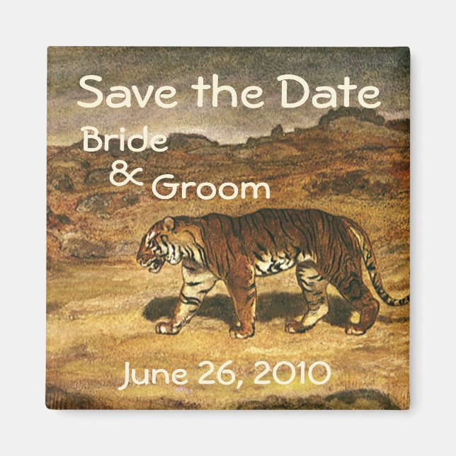 Vintage Wild Animal Tigers, Save the Date! Magnet (Front)