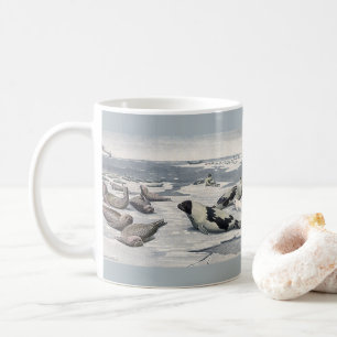Vintage Wild Animals, Artic Harbour Seals Icebergs Coffee Mug