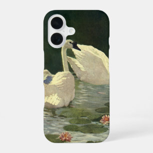 Vintage Wild Animals Birds, Victorian White Swans iPhone 16 Case