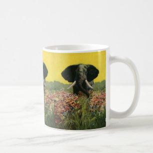 Vintage Wild Animals, Cobra Snake African Elephant Coffee Mug
