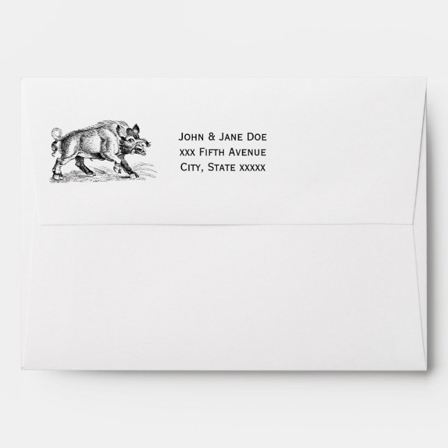 Vintage Wild Boar Drawing BW #2 Envelopes (Back (Top Flap))