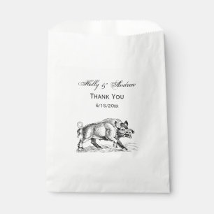 Vintage Wild Boar Drawing BW #2 Favour Bags