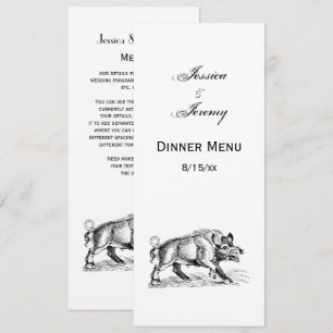 Vintage Wild Boar Drawing BW #2 Invitation