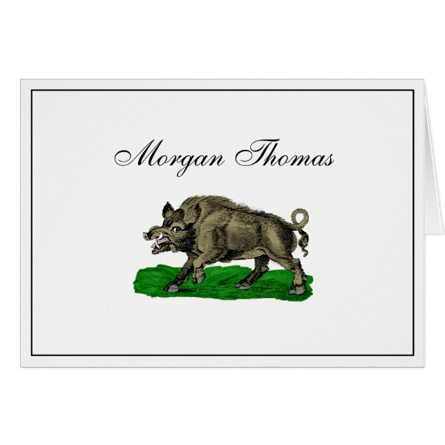 Vintage Wild Boar Drawing BW #3C (Front Horizontal)