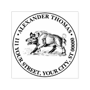 Vintage Wild Boar Drawing BW #3C Self-inking Stamp