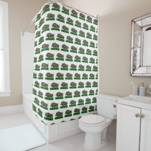 Vintage Wild Boar Drawing BW #3C Shower Curtain