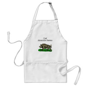 Vintage Wild Boar Drawing BW #3C Standard Apron