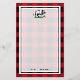 Vintage Wild Boar Drawing BW #3C Stationery
