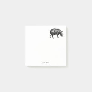Vintage Wild Boar Drawing BW Post-it Notes