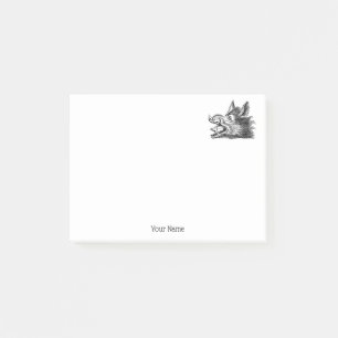 Vintage Wild Boar Head Drawing BW Post-it Notes
