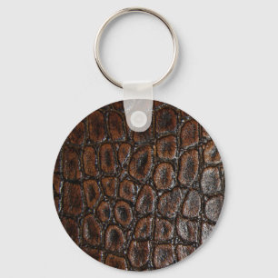 vintage wild crocodile brown alligator leather key ring