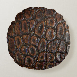 vintage wild crocodile brown alligator leather round cushion