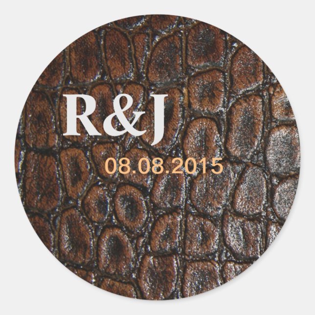 vintage wild crocodile brown alligator leather sticker (Front)