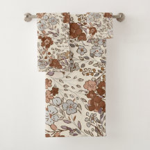 Vintage Wild Floral Brown Flower Nature Pattern