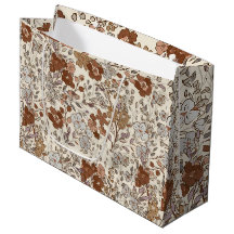 Vintage Wild Floral Brown Flower Nature Pattern