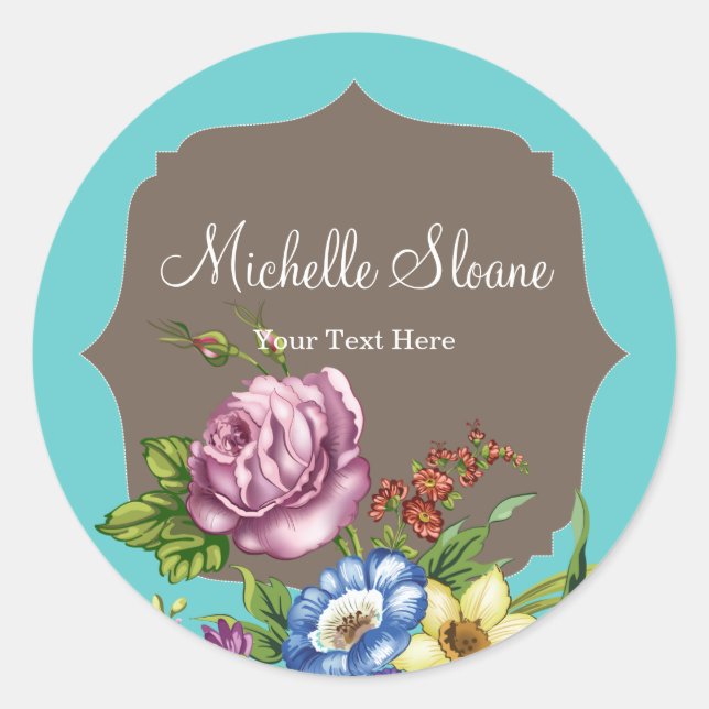Vintage Wild Flowers Classic Round Sticker (Front)