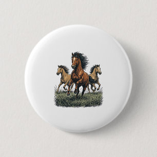 Vintage Wild Horses Running Western Vector Shirt_1 6 Cm Round Badge
