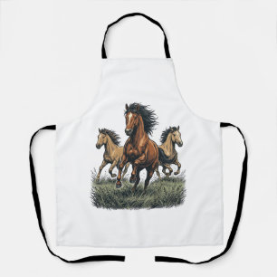 Vintage Wild Horses Running Western Vector Shirt_1 Apron